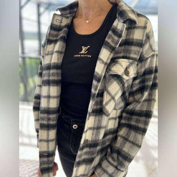 Zara Jackets & Blazers - ZARA Womens Plaid Overshirt Shacket
Black White Wool Blend Coat